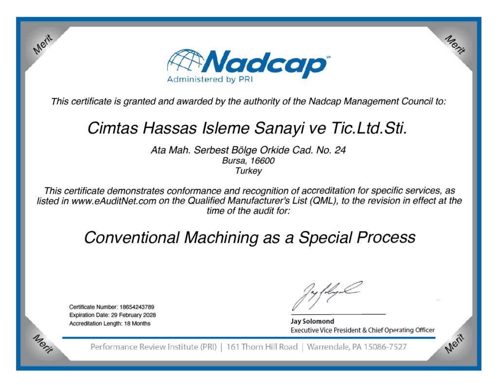 Certificate Nadcap (Aerospace) Conventional Machining as a Special Process audit_3